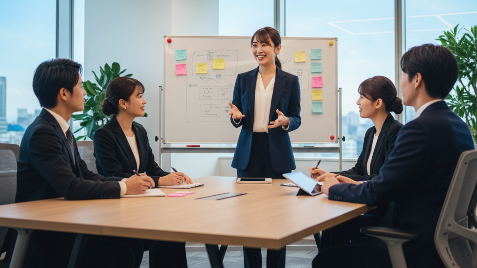 一般企業でプレゼンテーションを行う元アナウンサーのイメージ画像