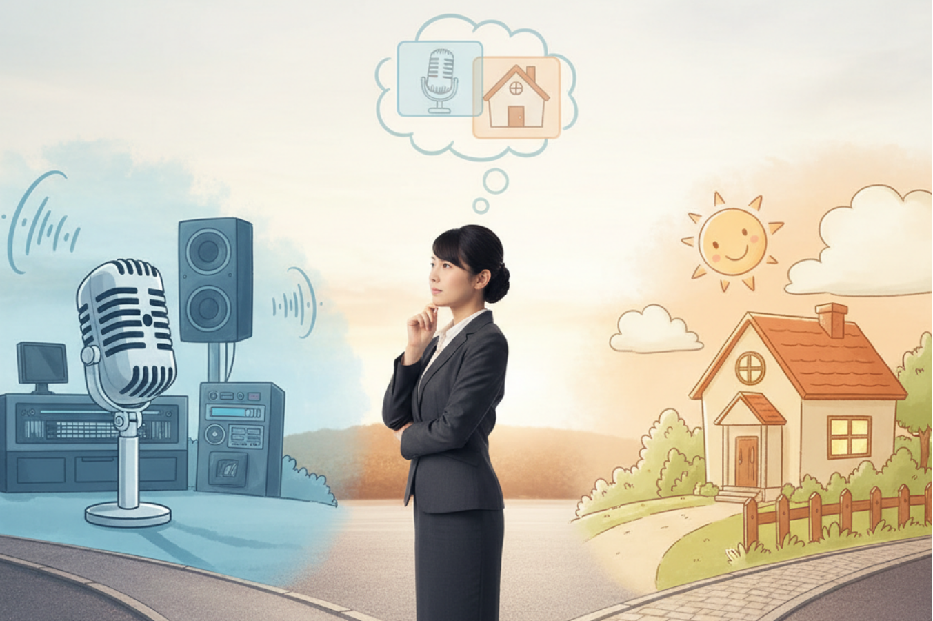 キャリアとライフプランの選択の岐路に立つ女性のイメージ